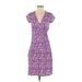 Athleta Casual Dress - Sheath V Neck Short sleeves: Purple Floral Dresses - Women's Size X-Small