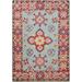 Light Blue Geometric Kazak Oriental Foyer Rug Hand-Knotted Wool Carpet - 2'0" x 3'0"