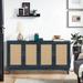 Rattan Storage Cabinet Buffet Sideboard Console Table with 4 Rattan Doors, Accent Tables with Adjustable Shelves for Living Room