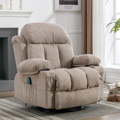 360° Rotation Recliner Massage Sofa with USB, 2 Cup Holders, Heating Function