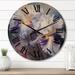 Designart "Pink Purple Irises Romantic Impression IV" Floral Oversized Wood Wall Clock