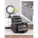 Brown Contemporary Top Grain Leather Power Motion Recliner with Tight Back & Seat Cushion, Pillow Top Arm