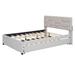 Platform Bed w/ Drawer & Trundle, Bricks Pattern Headboard,Full,Beige