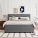 Modern Linen Fabric Upholstered Platform Bed with Twin XL Size Trundle and 2 Drawers, Brick Pattern Headboard