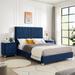3-Pieces Bedroom Sets Platform Bed Frame with 2 Nightstands and Electroplate Metal Legs, Rays Pattern Design Bed Frame