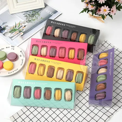 2019 neue kreative macarons boxen container für schokolade biscute macarons backen gebäck verpackung