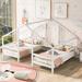 Double Twin Size Triangular House Beds with Built-in Table