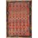 Orange Geometric Kilim Oriental Area Rug Flatweave Wool Carpet - 8'3" x 11'8"