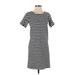 J.Crew Casual Dress - Shift: Black Stripes Dresses - Women's Size 2X-Small