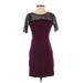 Ann Taylor Casual Dress - Sheath Crew Neck Short sleeves: Burgundy Print Dresses - Women's Size X-Small
