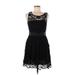 BB Dakota Cocktail Dress - A-Line Scoop Neck Sleeveless: Black Solid Dresses - Women's Size 6