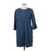 Gap Casual Dress - Mini Crew Neck 3/4 sleeves: Blue Print Dresses - Women's Size X-Small Petite