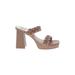 Dolce Vita Mule/Clog: Slide Chunky Heel Bohemian Tan Print Shoes - Women's Size 8 1/2 - Open Toe