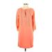 Diane von Furstenberg Casual Dress - Shift Tie Neck 3/4 sleeves: Orange Print Dresses - Women's Size 0