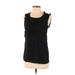 DKNY Sleeveless T-Shirt: Black Tops - Women's Size P