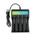 BOXPUT BPLC4 18650 Battery Charger Intelligent USB Four Slot Quick Battery Charger for Rechargeable Li-ion Battery 10440 14500 16340 18650 26650 18500 17670 Universal Battery Charger (Not Battery)