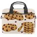 OWNTA Chocolate Chip Cookies 1-01 Pattern 11x14.5x1.2in Velvet Liner Beaded Canvas Laptop Bag with Microfiber Leather Strip and Braided Belt