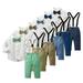 Esaierr Kids Baby Boys Clothes Outfits Toddler Dress Shirt Bowknot Tops+ Suspender Pants Gentlemans Outfit Sets 3PCSï¼ˆ6 Month -12 Yearsï¼‰