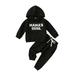 Kids Boys Casual Fashionable Long Sleeves Letters Prints Hooded Sweatshirts Top Pants 2pcs 7 Boy Clothes Boy Two Piece Outfit Baby Outfits for Boys Baby Boy 4 Piece Outfit Toddler Suspender Pants Set