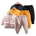 Godderr Toddler Baby 2Pcs Warm Cotton Jacket Set for Boys Girls Thickened Solid Color Cotton Coats Pants Set Newborn Outwear Loungewear Set for 6M-4Y