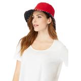 Women's Reversible Bucket Hat by Accessories For All in Black Polka Dot Red