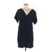 Madewell Casual Dress - Shift V-Neck Short sleeves: Blue Print Dresses - Women's Size Medium