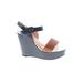Robert Clergerie Wedges: Blue Print Shoes - Women's Size 39.5 - Almond Toe