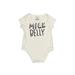 First Impressions Short Sleeve Onesie: Ivory Marled Bottoms - Size 6-9 Month