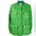 Gucci Jackets & Coats | Nwt Gucci Quilted Jacket Green Lamb Skin From Gucci Button Closing Pockets 40 S | Color: Green | Size: 6