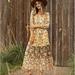 Anthropologie Dresses | Anthropologie Fig & Flower Mixed Floral Tiered Peasant Dress | Color: Cream/Orange | Size: Sp