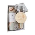 Baby J's - My First Christmas Elephant Rattle Gift Set - Includes Elephant Rattle, Bamboo Blanket, Soft Hair Brush and Wooden Plaque - Gift for Baby's First Christmas - Gift Set