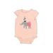 First Impressions Short Sleeve Onesie: Pink Bottoms - Size 6-9 Month