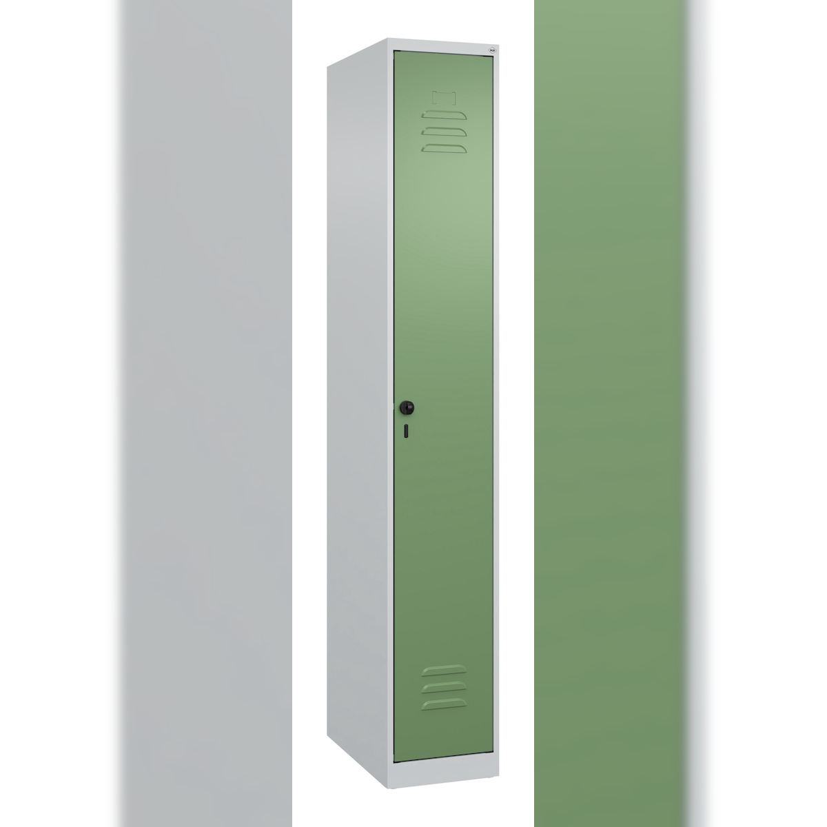 C+P Spind Classic PLUS, 1 Abteil, HxBxT 185x30x50cm, Sicherheitsdrehriegel, Hellgrau/Resedagrün von PROREGAL Image