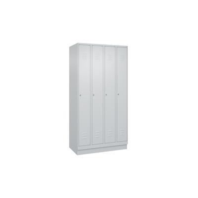 C+P Spind Classic PLUS, Sockel, 4 Abteile, HxBxT 195x100x50cm, Zylinderschloss, Hellgrau/Hellgrau von PROREGAL Image