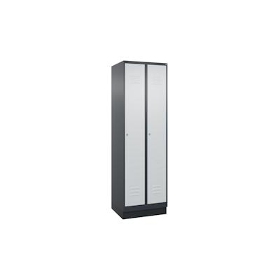 C+P Spind Classic PLUS, Sockel, 2 Abteile, HxBxT 195x60x50cm, Zylinderschloss, Anthrazit/Hellgrau von PROREGAL Image