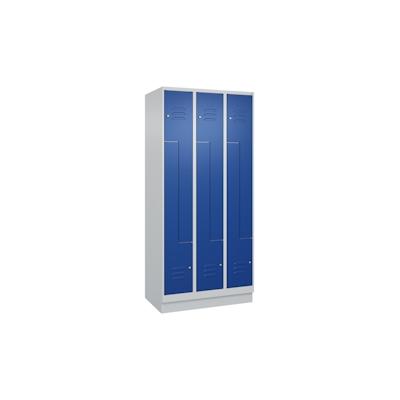 C+P Z-Spind Classic PLUS, Sockel, 6 Abteile, HxBxT 195x90x50cm, Zylinderschloss, Hellgrau/Enzianblau von PROREGAL Image