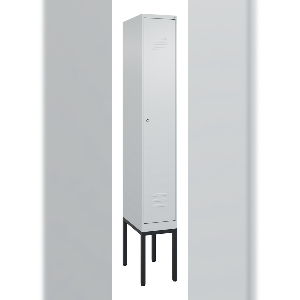 C+P Spind Classic PLUS, Gestell, 1 Abteil, HxBxT 212x30x50cm, Zylinderschloss, Hellgrau/Hellgrau von PROREGAL Image