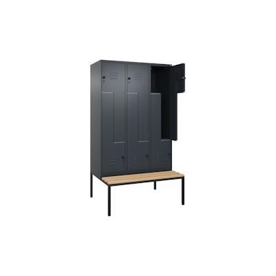 C+P Z-Spind Classic PLUS, Buche untergebaute Sitzbank 6 Abteile, HxBxT 212x120x82cm, Sicherheitsdrehriegel, Anthrazit von PROREGAL Image