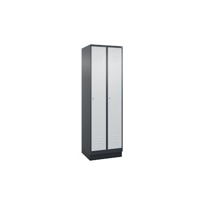 C+P Spind Classic PLUS, Sockel, 2 Abteile, HxBxT 195x60x50cm, Zylinderschloss, Anthrazit/Hellgrau von PROREGAL Image