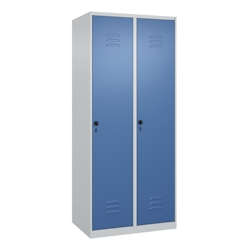 C+P Spind Classic PLUS, 2 Abteile, HxBxT 185x80x50cm, Sicherheitsdrehriegel, Hellgrau/Fernblau von PROREGAL Image
