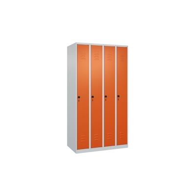 C+P Spind Classic PLUS, 4 Abteile, HxBxT 185x100x50cm, Sicherheitsdrehriegel, Hellgrau/Reinorange von PROREGAL Image