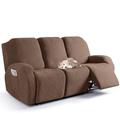 TAOCOCO Recliner Chair Cover, Stretch Sofa Cover 3 Seater With Arm Rest, Couch Cover Soft, Machine Washable Recliner Sofa Protector (Brown, 3 seater)
