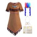 ReliBeauty Girls Native American Costume Kids Indian Costume Dress Outfit with Accessories, 9/130