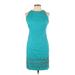 Muse Casual Dress - Sheath Crew Neck Sleeveless: Teal Print Dresses - Women's Size 10