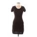 Derek Heart Casual Dress - Sheath Scoop Neck Short sleeves: Brown Solid Dresses - Women's Size Medium