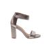 Jeffrey Campbell Heels: Slip-on Chunky Heel Cocktail Party Silver Print Shoes - Women's Size 8 - Open Toe