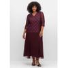 Abendkleid SHEEGO "Große Größen", Damen, Gr. 46, Normalgrößen, lila (aubergine), Obermaterial: 100% Polyester;Futter: 100% Polyester;Spitze: 100% Polyester, unifarben, elegant, figurumspielend lang, V-Ausschnitt, 3/4-Ärmel, Kleider, mit...