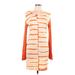 Romeo & Juliet Couture Casual Dress - Mini Scoop Neck Long sleeves: Orange Print Dresses - Women's Size Large