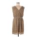 Aryn K. Casual Dress - Mini V Neck Sleeveless: Tan Print Dresses - Women's Size Medium