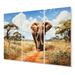 Dakota Fields African Savannah Stroll II On Metal 3 Pieces Print Metal in Blue/Gray | 28 H x 36 W x 1 D in | Wayfair